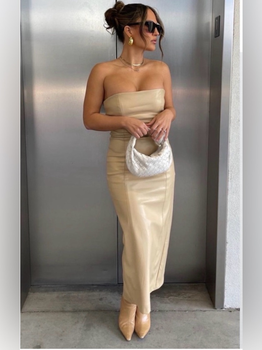 Zara Faux Leather Strapless Midi Dress ✨ NWOT Blogger Favorite